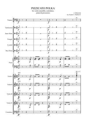 PIZZICATO POLKA by Johann Strauss for 4 violins ensemble