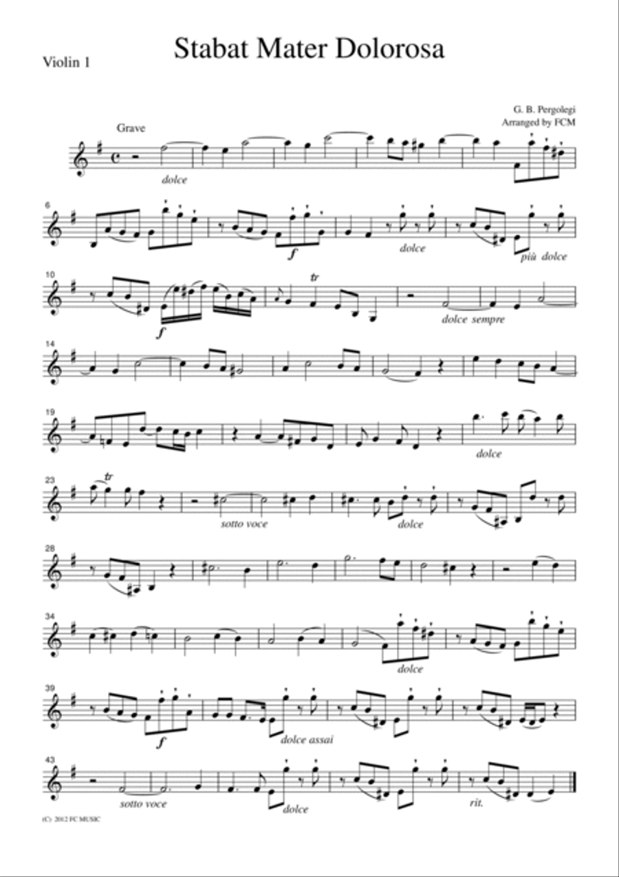 Pergolegi Stabat Mater Dolorosa, for string quartet, CP401 String Quartet scores gallery preview page 3