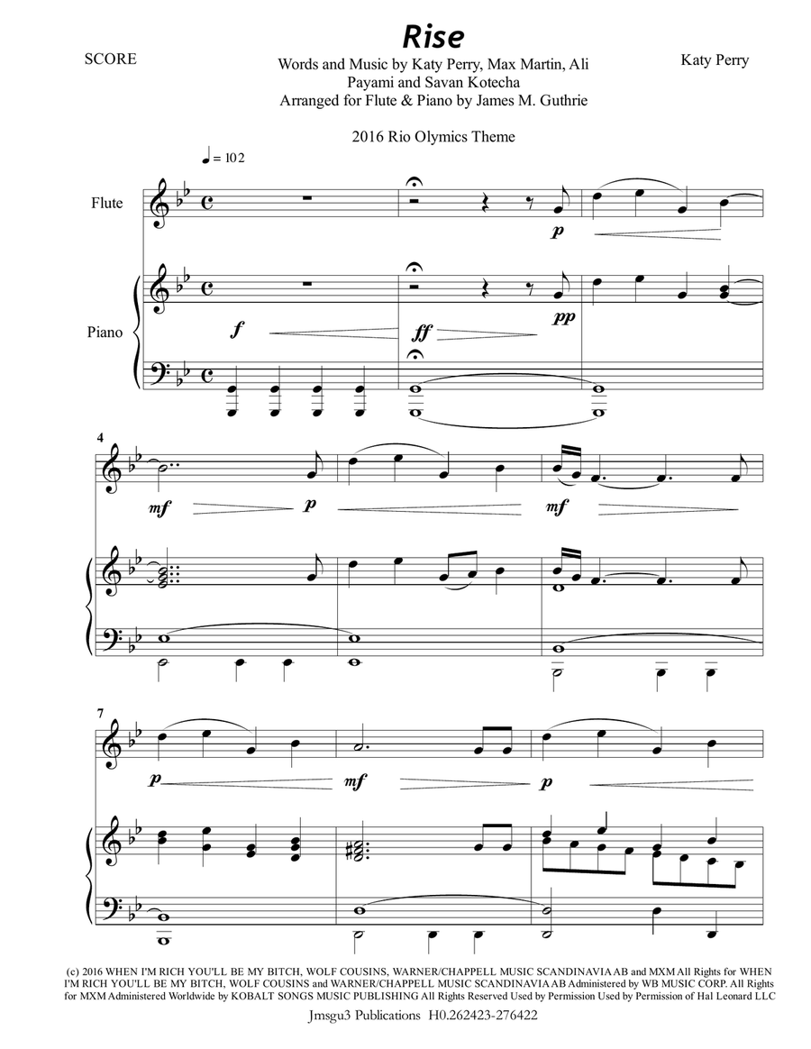 Rise Flute Solo scores gallery preview page 1