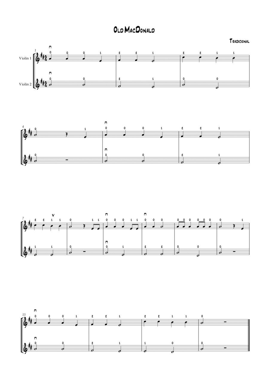 Old MacDonald String Duet scores gallery preview page 1