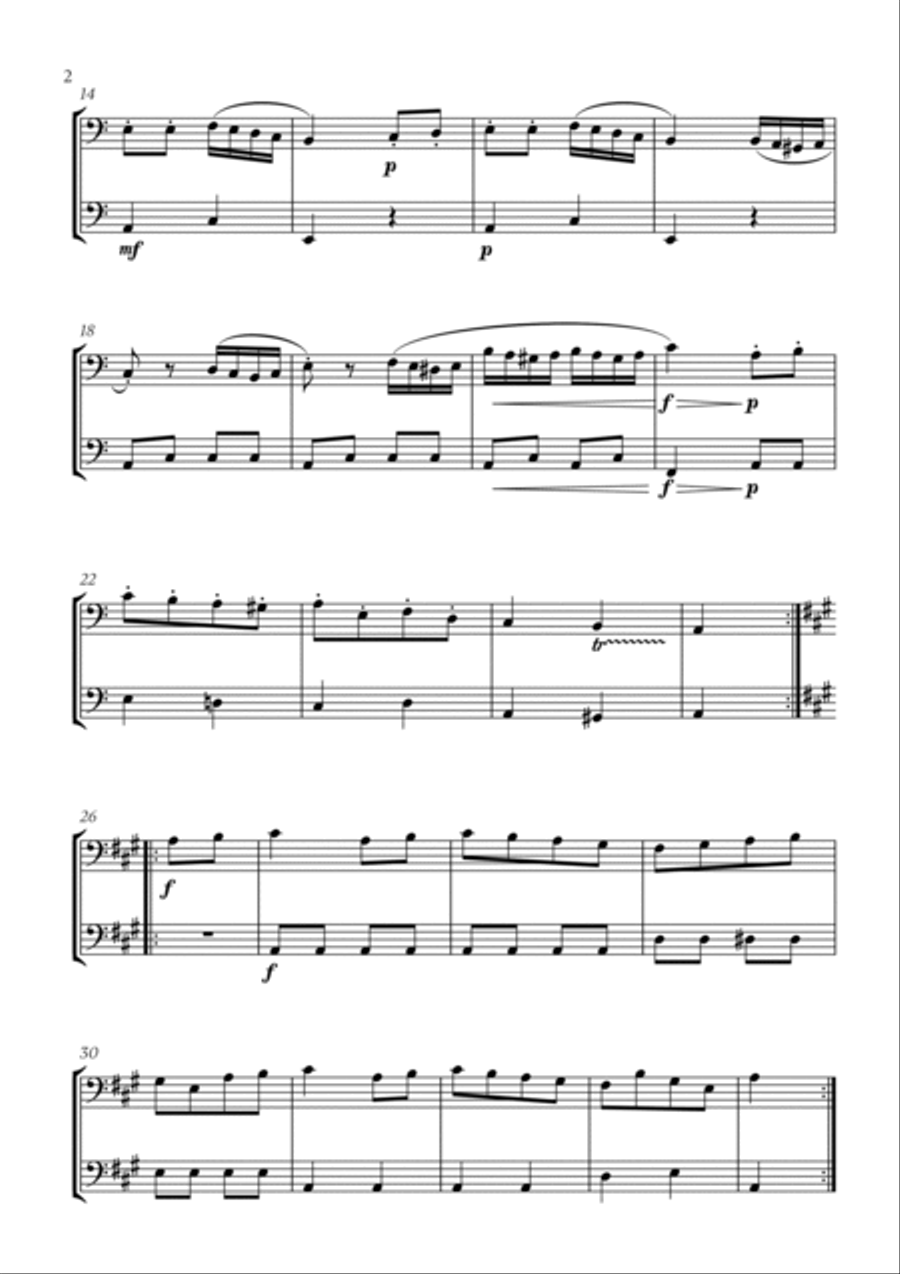 W. A. Mozart - Turkish March (Alla Turca) (for Cello and Bassoon) Bassoon scores gallery preview page 2