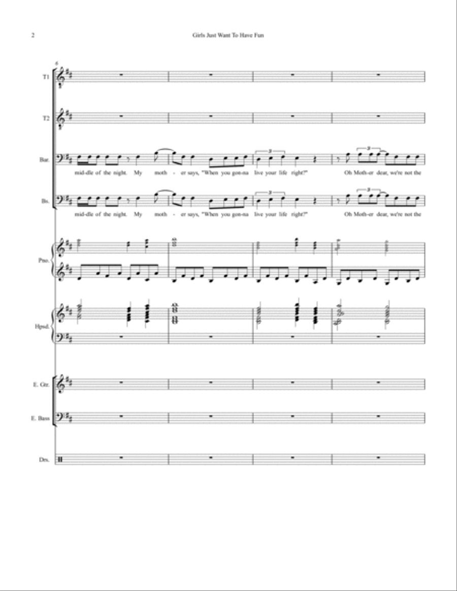 Girls Just Want To Have Fun Small Ensemble scores gallery preview page 2