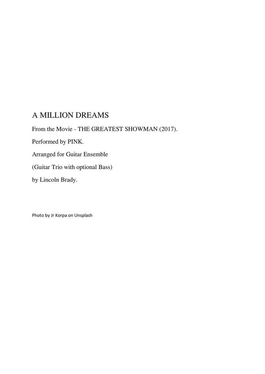 A Million Dreams Guitar Ensemble scores gallery preview page 2