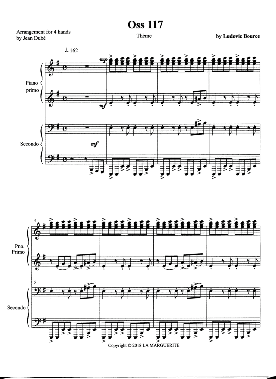 Oss 117 1 Piano, 4-Hands scores gallery preview page 1
