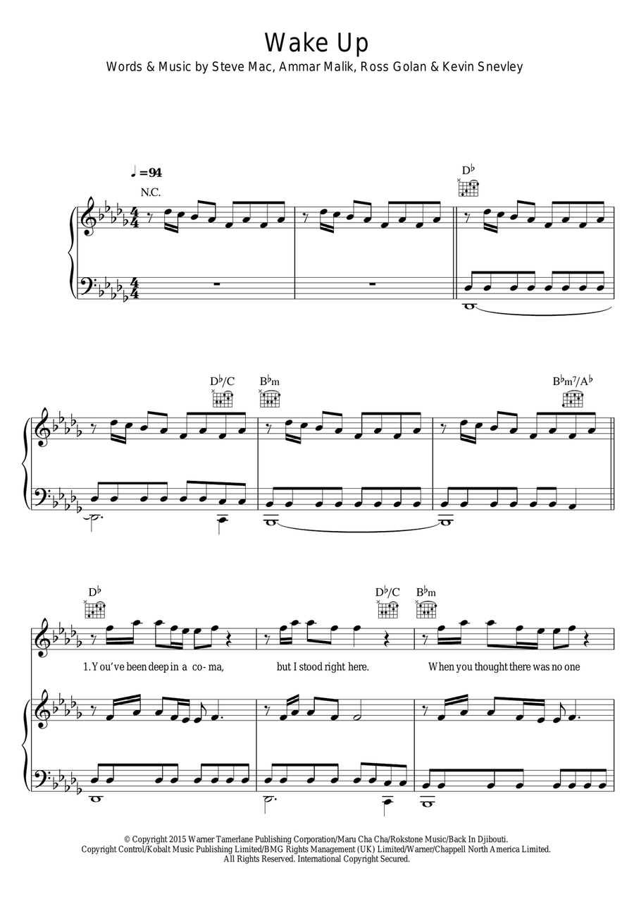 Wake Up Wake Up Piano, Vocal, Guitar scores gallery preview page 1