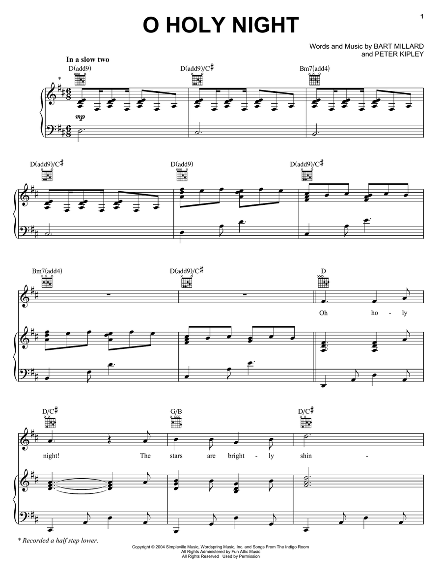 O Holy Night Piano, Vocal, Guitar scores gallery preview page 1