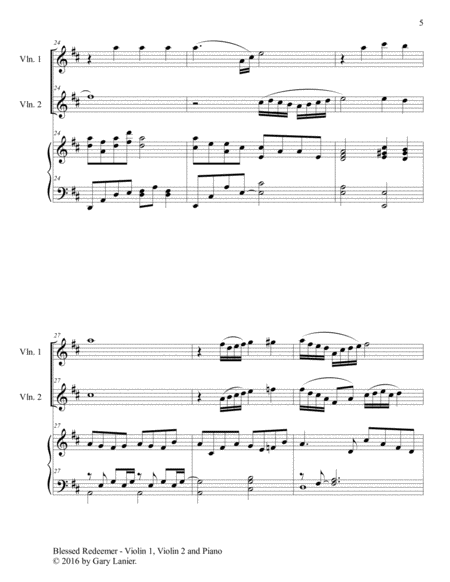 3 FAVORITE HYMNS (Trio - Violin 1, Violin 2 & Piano with Score/Parts) image number null