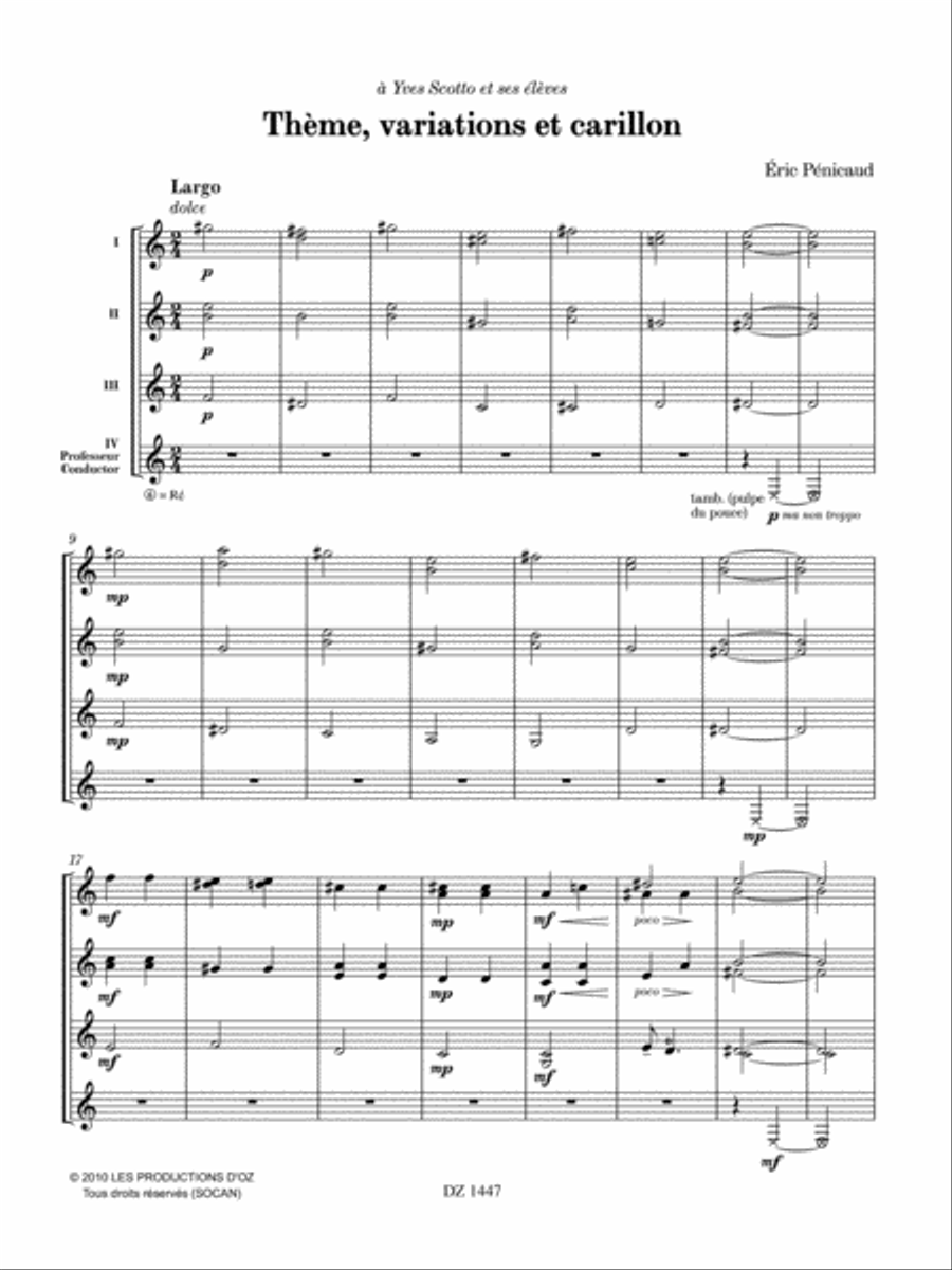 Thème, variations et carillon Guitar Ensemble scores gallery preview page 4