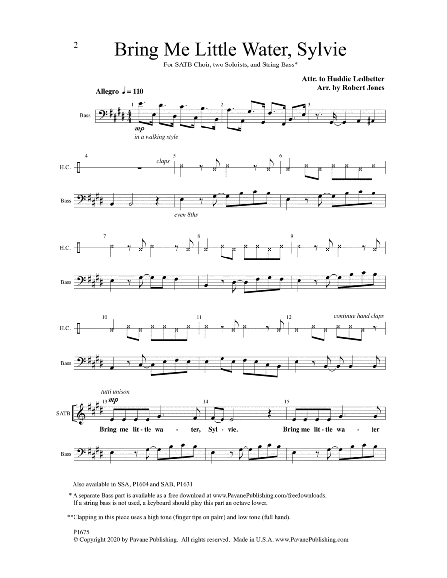 Bring Me little Water, Sylvie 4-Part scores gallery preview page 1