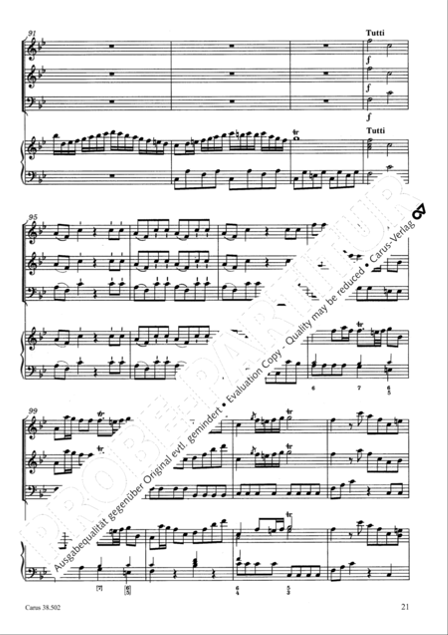 Organ Concerto in B flat major (Orgelkonzert in B) Violin scores gallery preview page 24