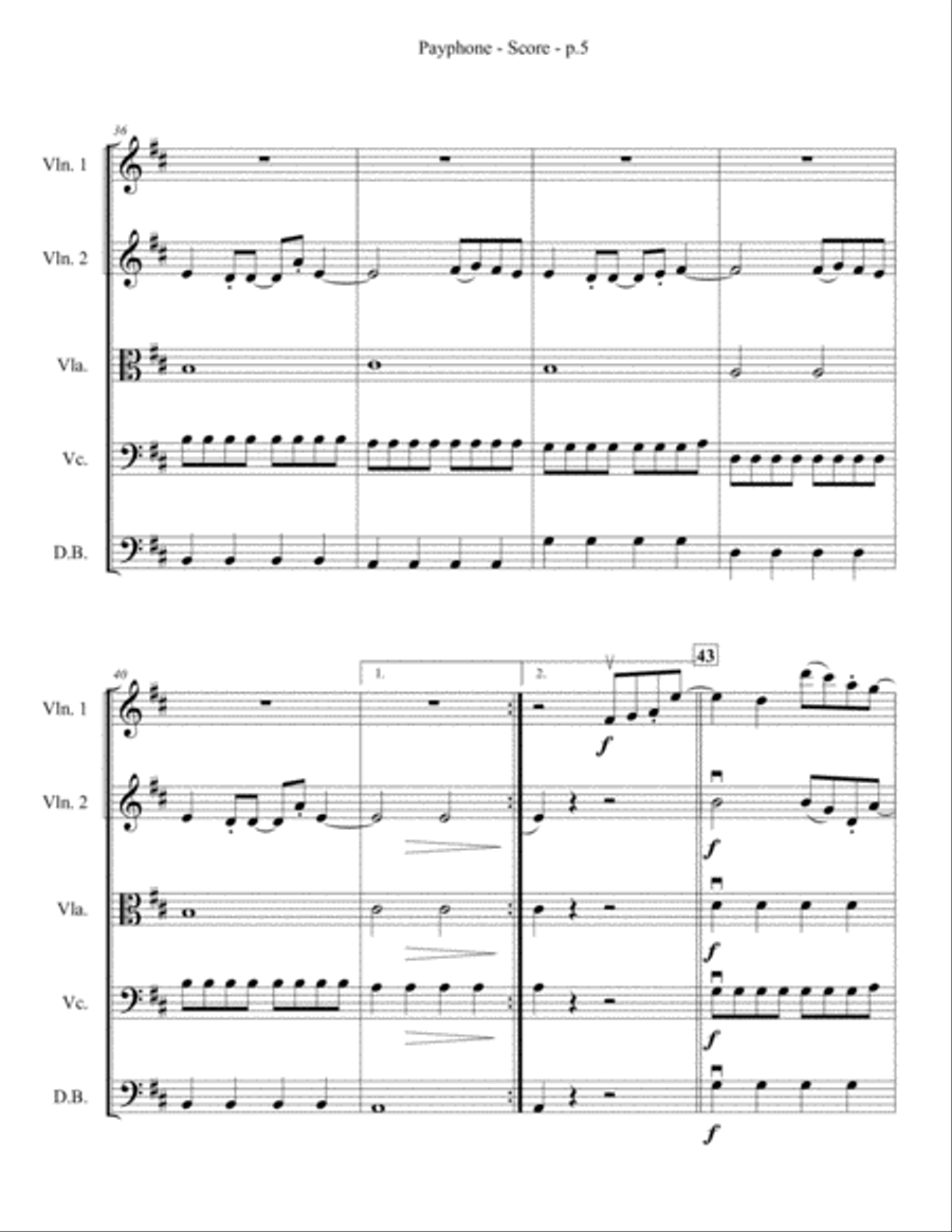 Payphone String Quartet scores gallery preview page 6