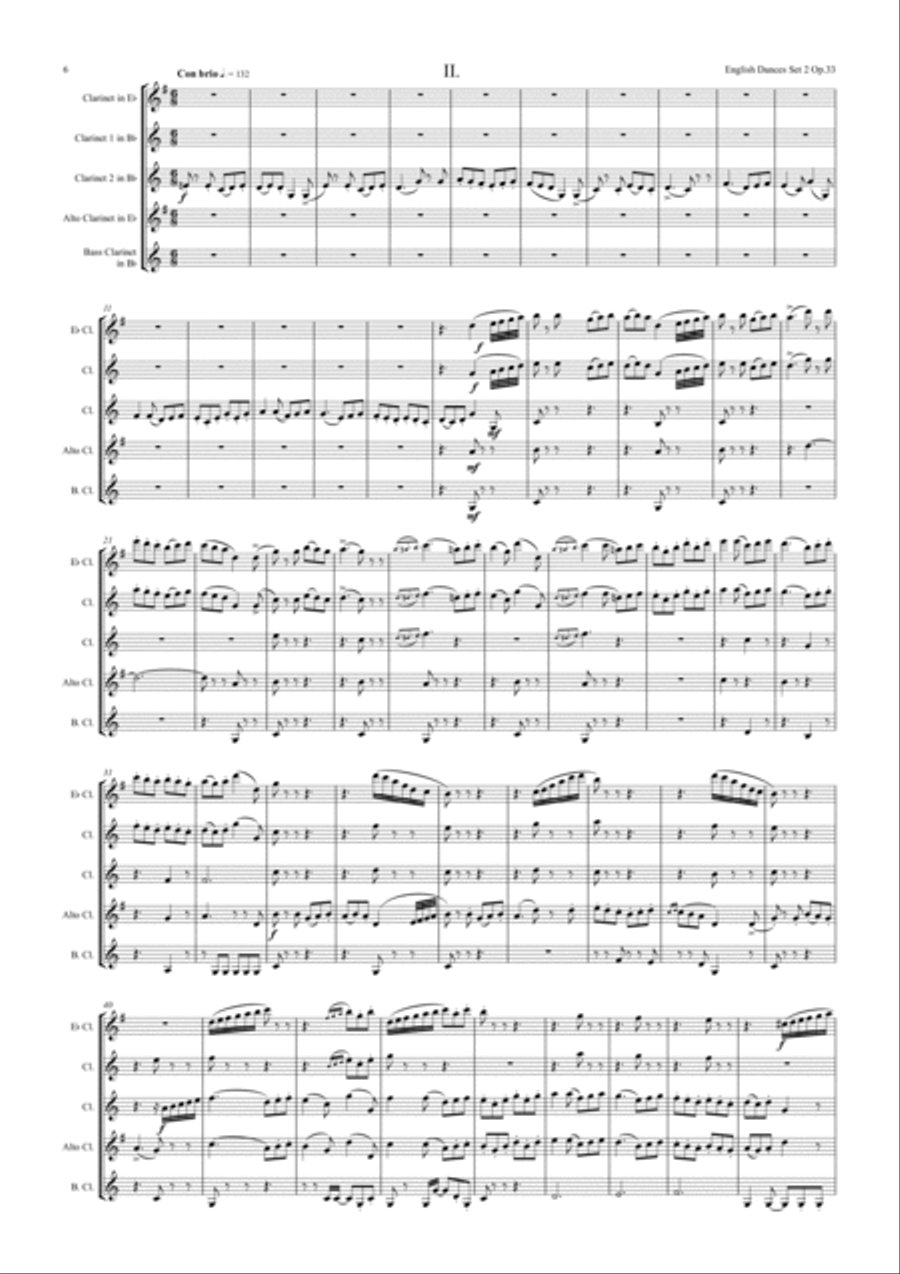 English Dances Set 2 Clarinet Quintet scores gallery preview page 6