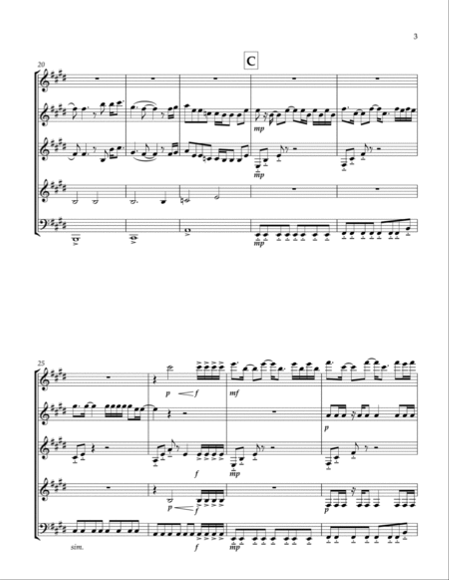 How Far I'll Go Woodwind Quintet scores gallery preview page 3