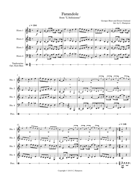 Farandole from "L'Arlesienne" for horn quartet (with substitutions) image number null