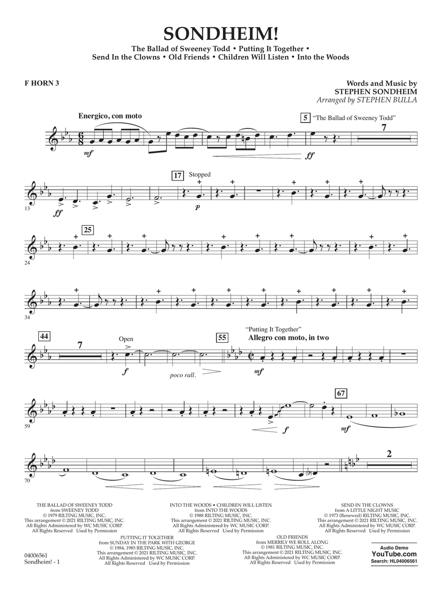 Sondheim! (arr. Stephen Bulla) - F Horn 3