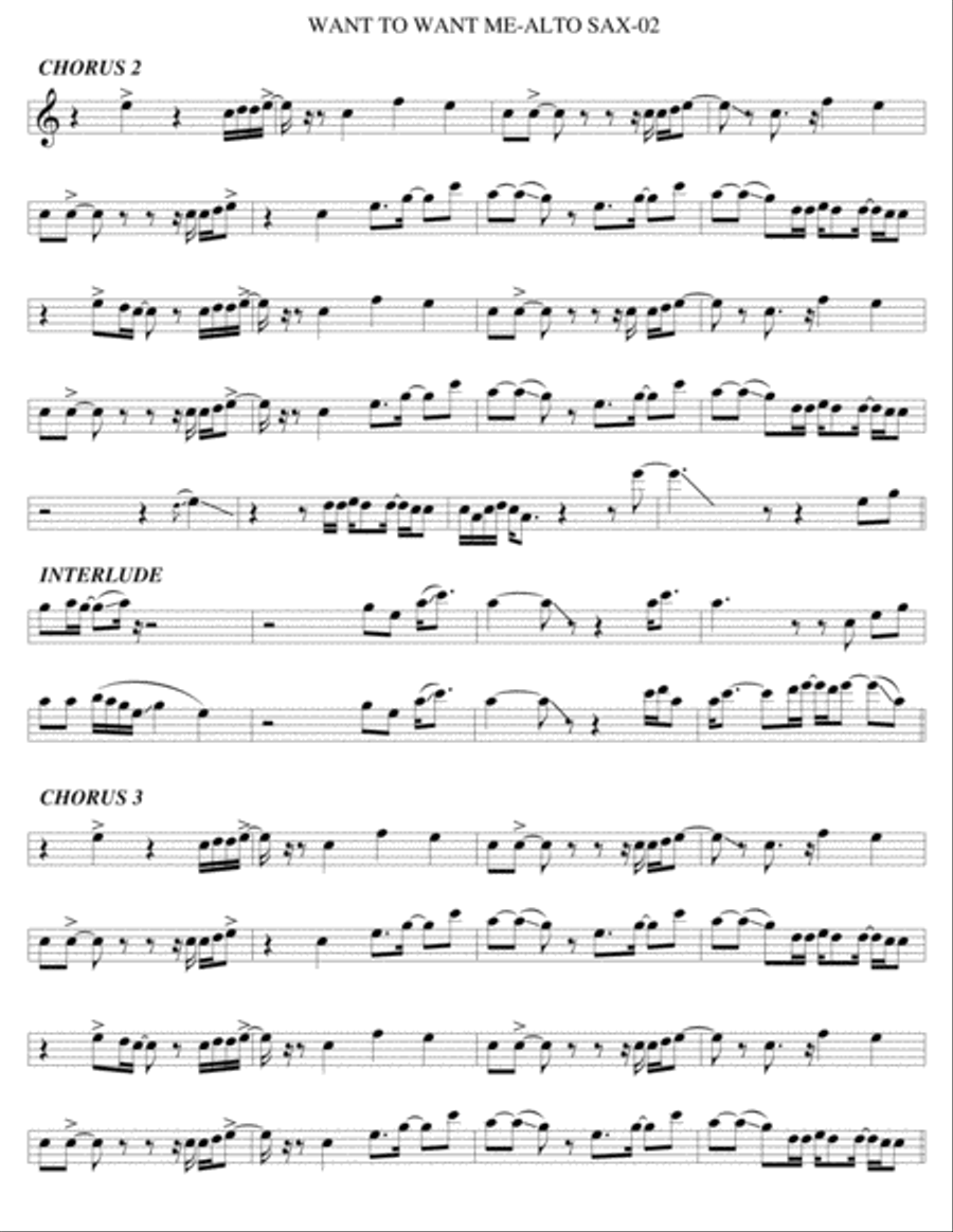 Want To Want Me Alto Saxophone scores gallery preview page 2