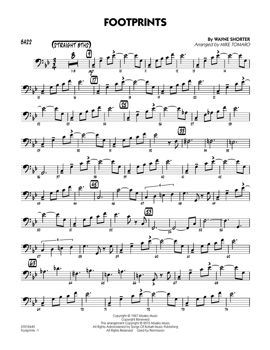 Footprints - Bass Part scores gallery preview page 1
