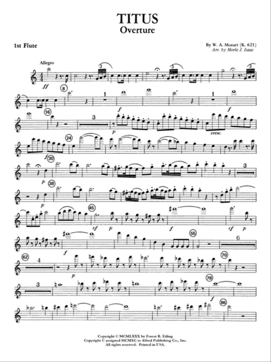Titus Overture: Flute Full Orchestra scores gallery preview page 1