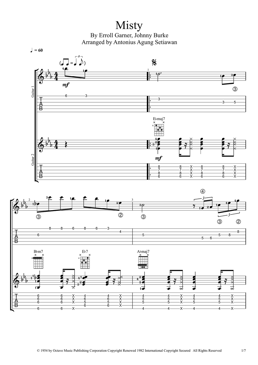 Misty Guitar Ensemble scores gallery preview page 1