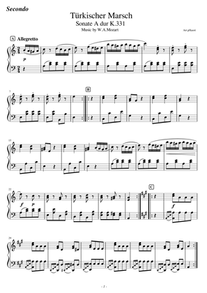 "Turkish March K.331" Piano 4hands, Introductory -  beginner / Teacher and Student ver. (part)