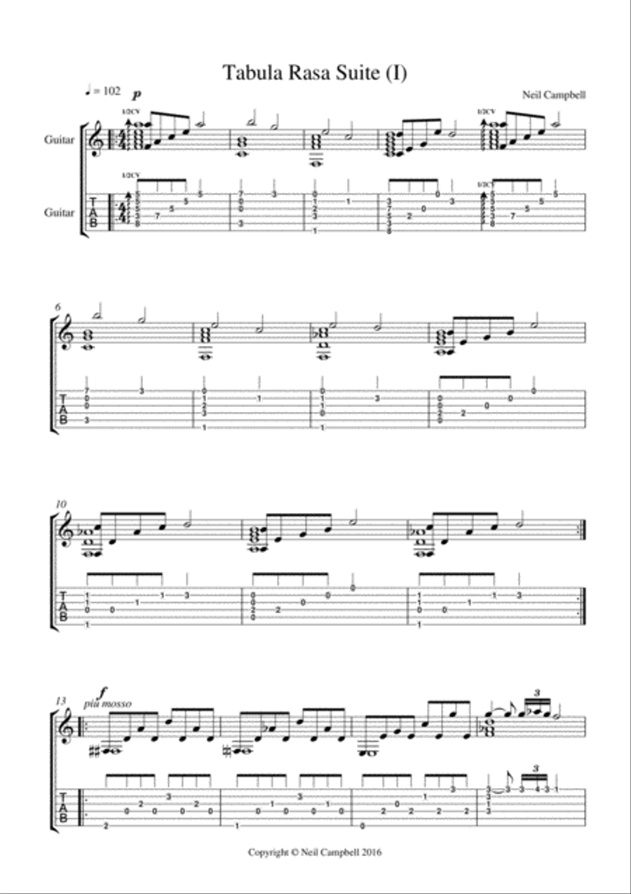 Tabula Rasa I Tabula Rasa I Classical Guitar scores gallery preview page 1