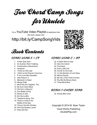 Book cover for Two Chord Camp Songs for Ukulele: Silly, Crazy, Fun Songs for Group Singing