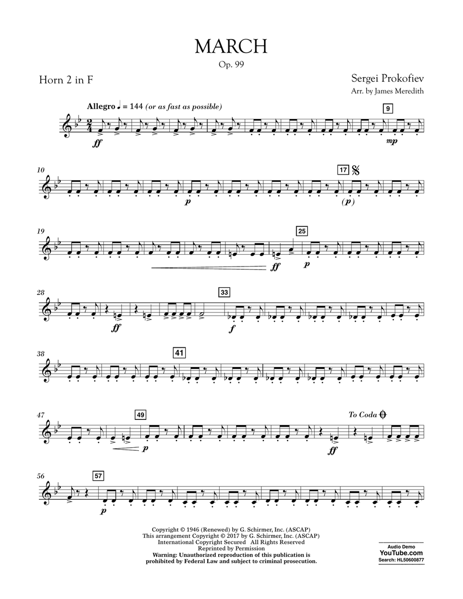 March, Op. 99 - F Horn 2