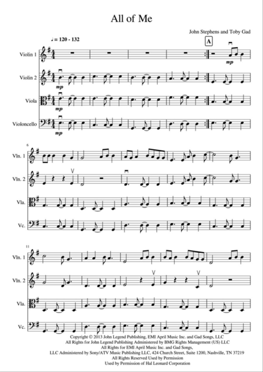 All Of Me All Of Me String Quartet scores gallery preview page 2