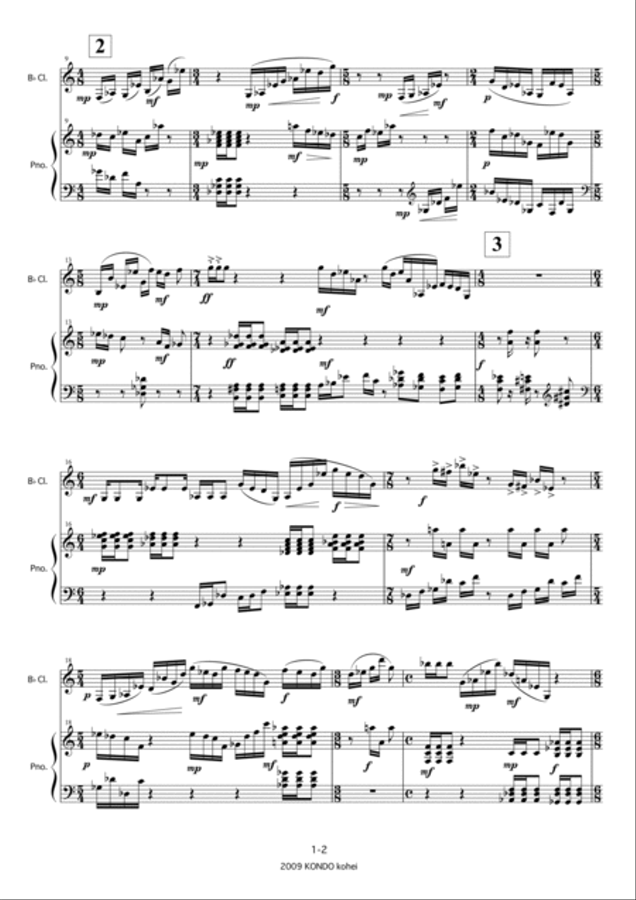 Dances on a windy day op.109 for B Clarinet and Piano Clarinet Solo scores gallery preview page 3
