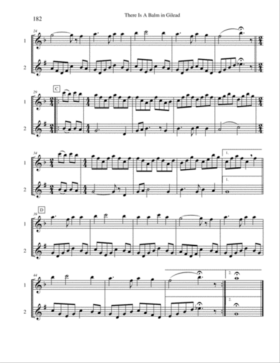 Ten Selected Hymns for the Performing Duet, Vol. 10 - flute and clarinet (bass clarinet) Woodwind Duet scores gallery preview page 2