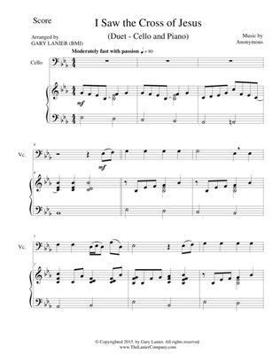 I SAW THE CROSS OF JESUS (Duet – Cello and Piano/Score and Parts)