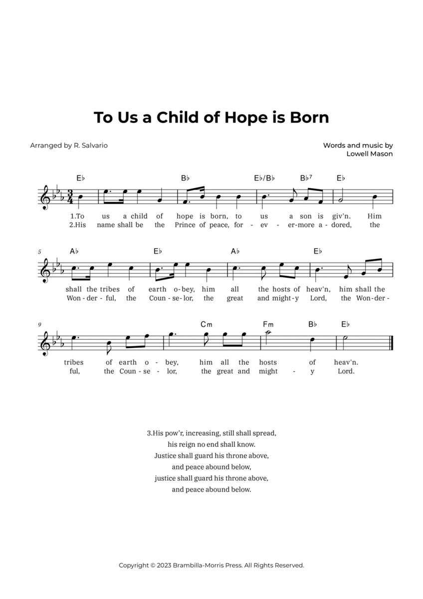 To Us a Child of Hope is Born (Key of E-Flat Major) image number null