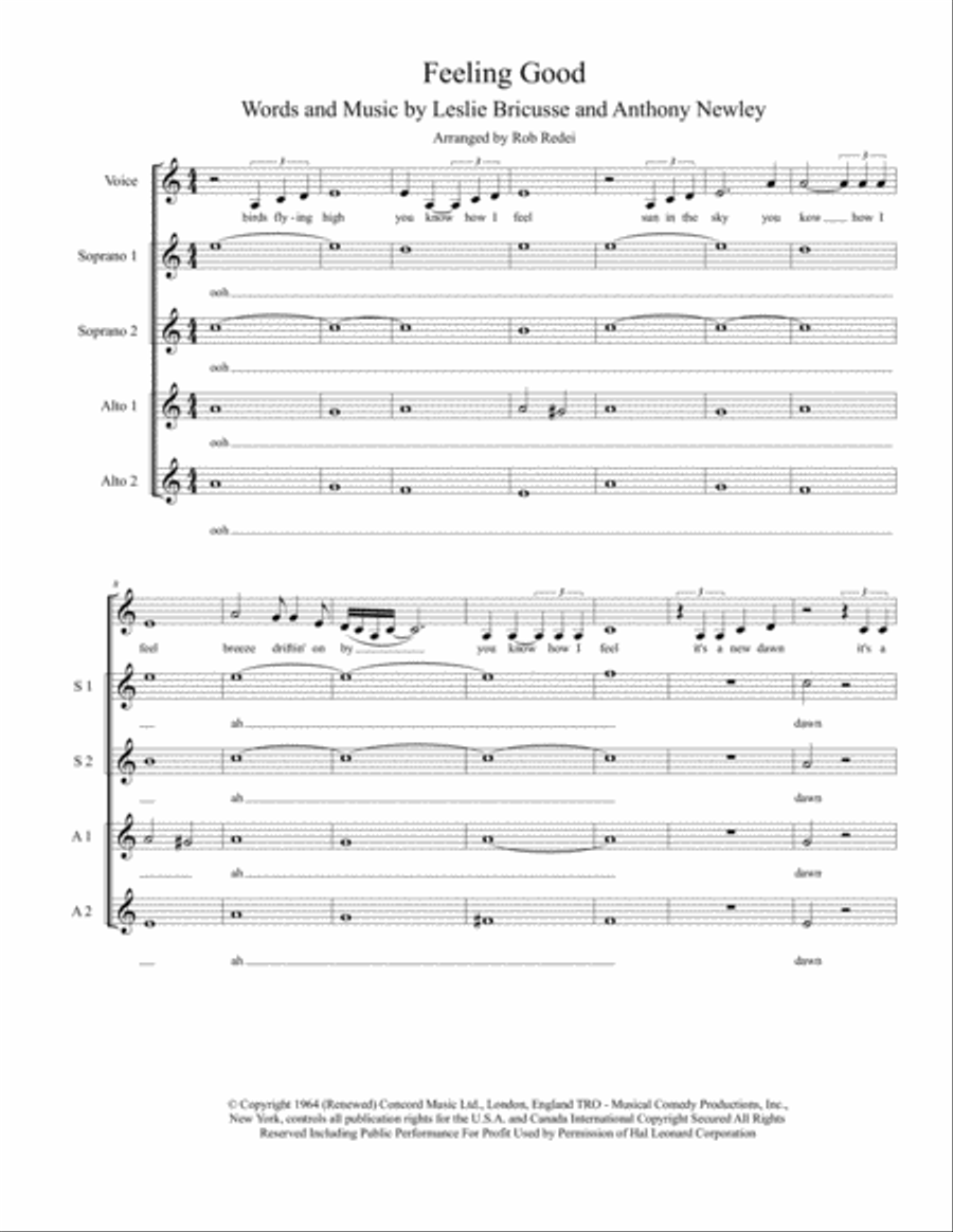 Feeling Good Feeling Good SSA scores gallery preview page 1