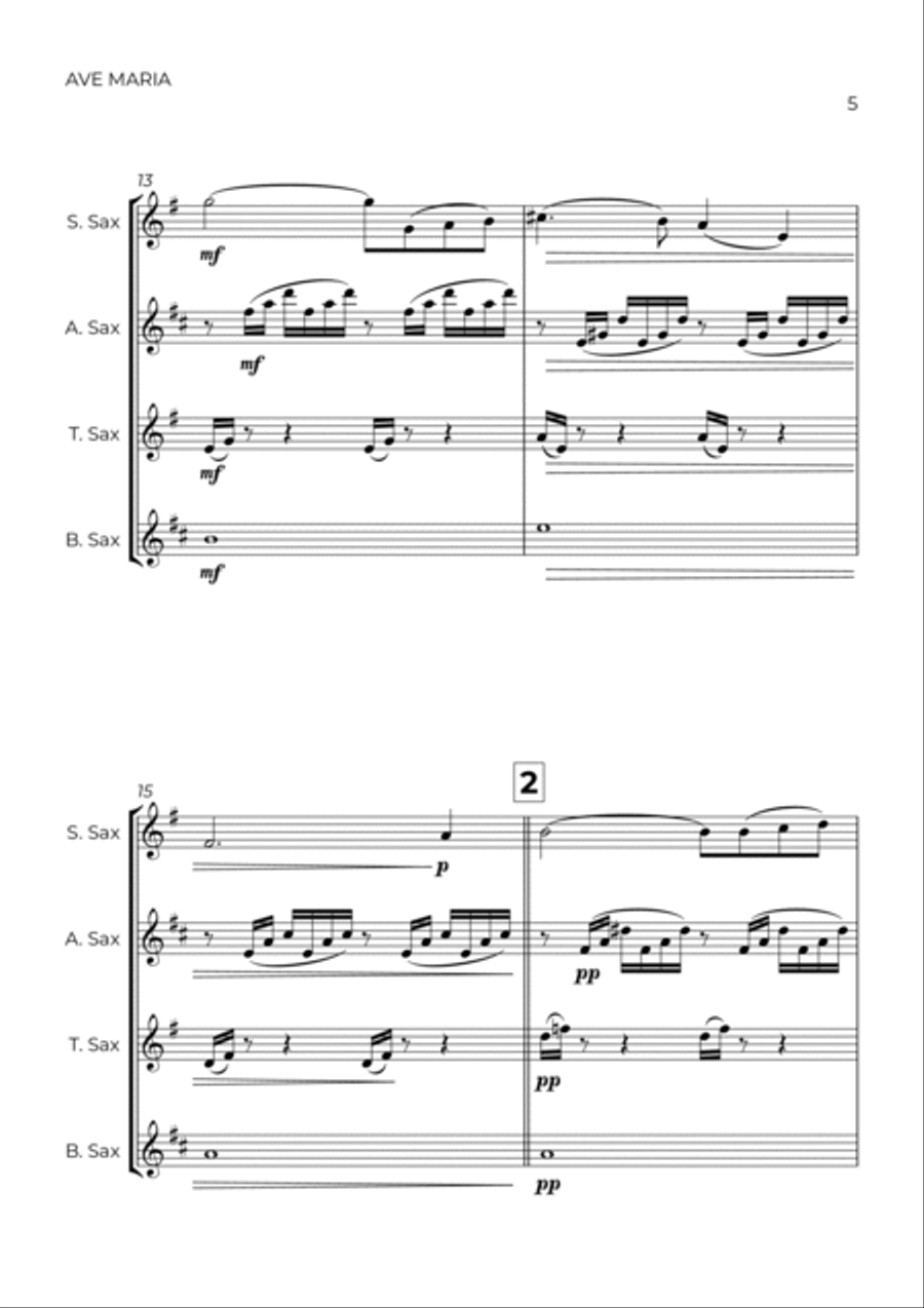 AVE MARIA - GONOUD - SAXOPHONE QUARTET Saxophone Quartet scores gallery preview page 5