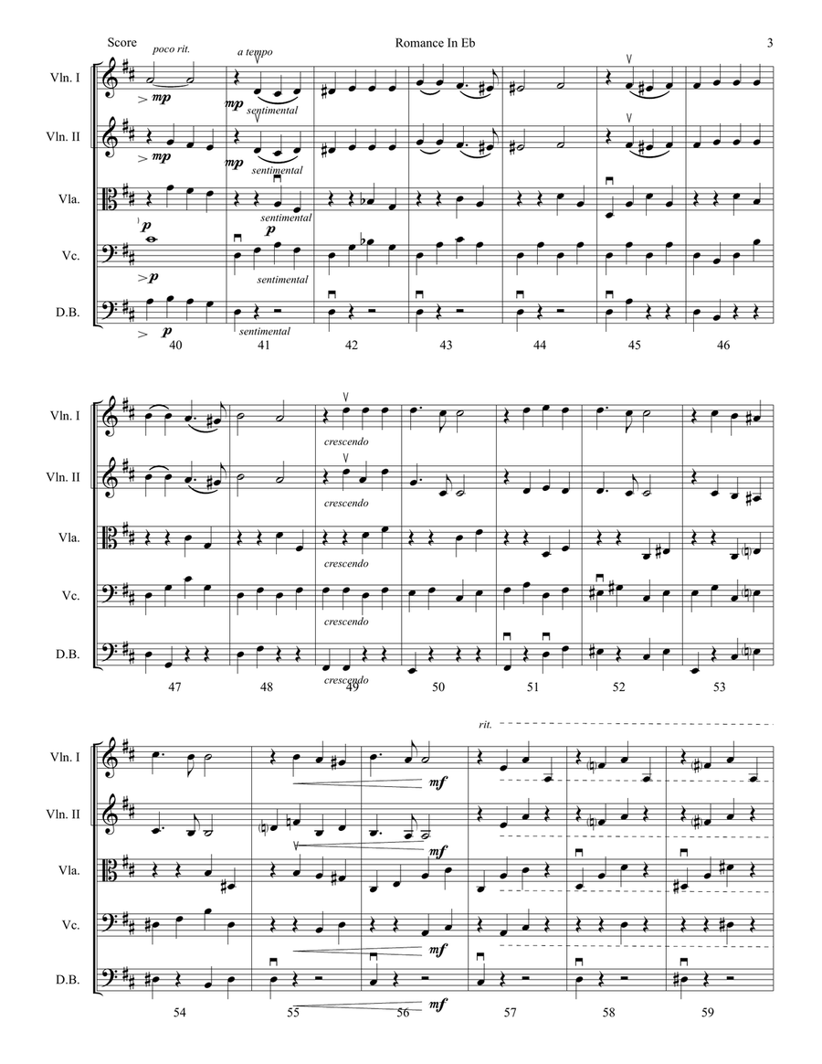 Romance in Eb For Strings Arr. In D Major String Orchestra scores gallery preview page 4