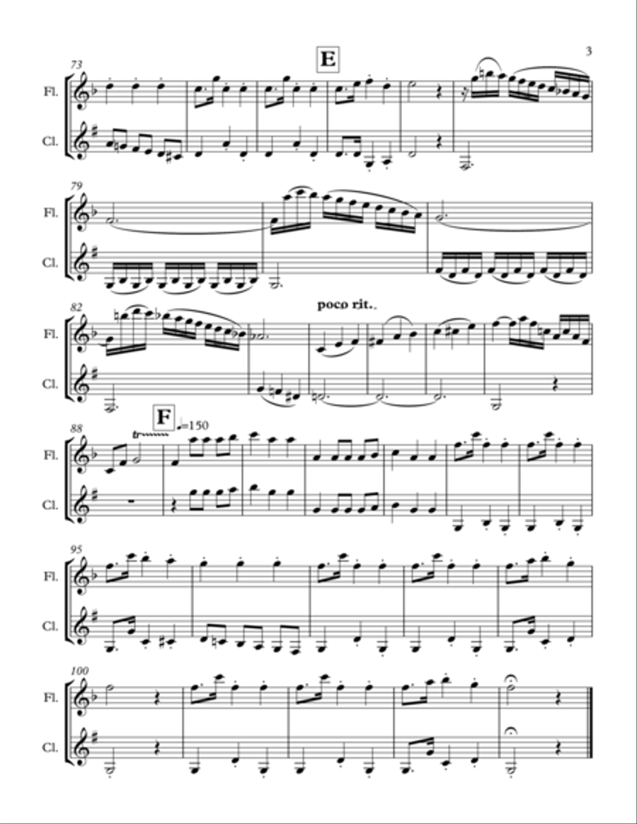 4 Seasons: Autumn (The Hunt) Flute and Clarinet Woodwind Ensemble scores gallery preview page 3