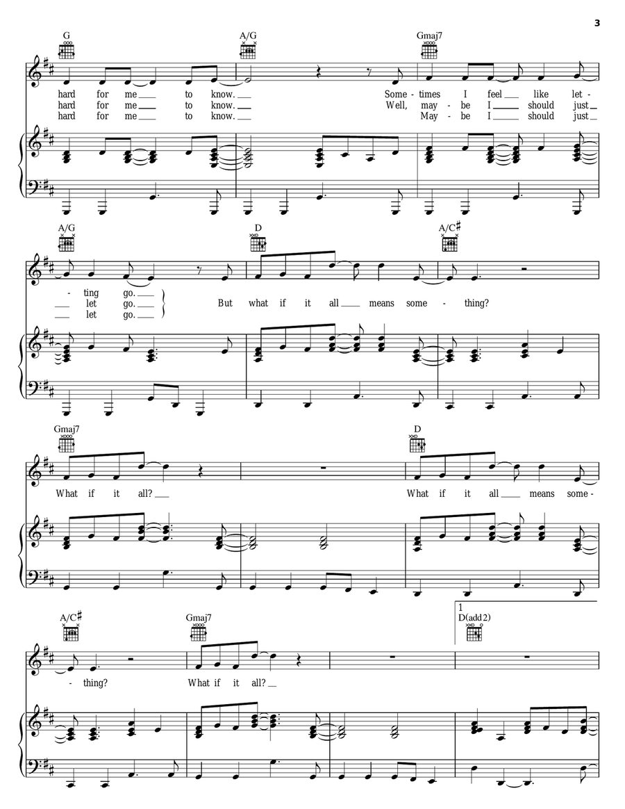 What If It All Means Something? Piano, Vocal, Guitar scores gallery preview page 3