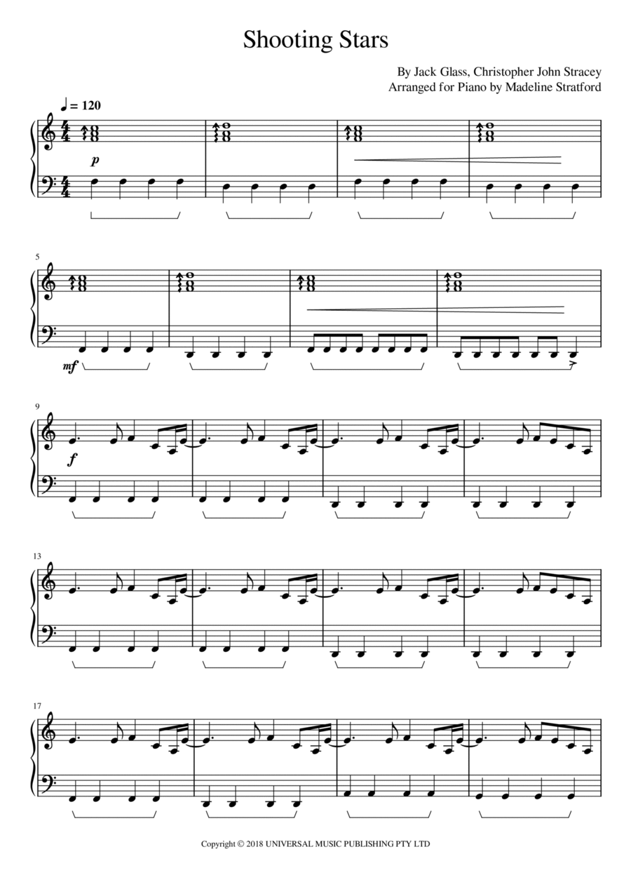 Shooting Stars Easy Piano scores gallery preview page 1