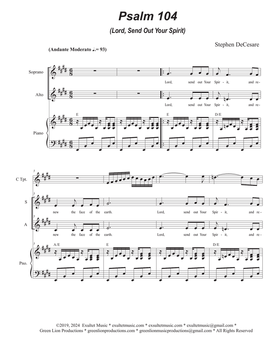 Psalm 104 (Duet for Soprano and Alto solo) Alto Voice scores gallery preview page 1