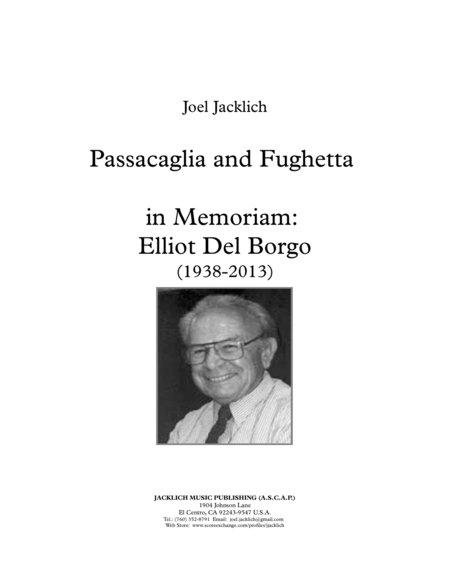 Passacaglia and Fughetta in Memoriam Elliot Del Borgo (1938-2013) image number null