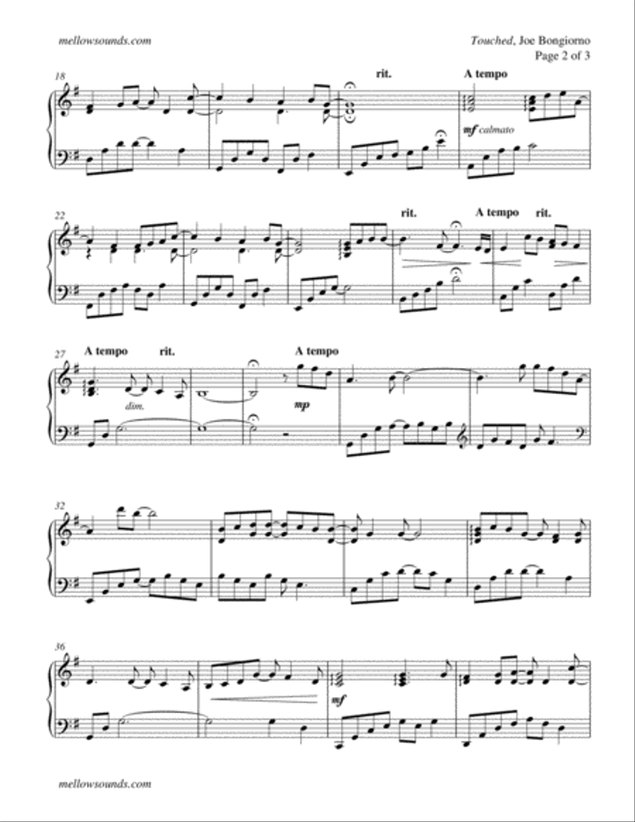 Touched - by Joe Bongiorno Piano Solo scores gallery preview page 2