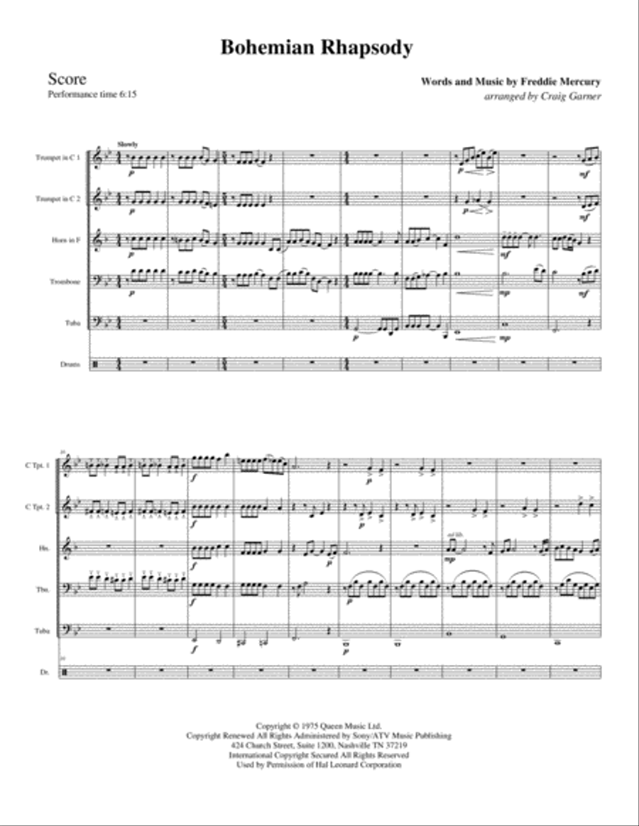 Bohemian Rhapsody Brass Ensemble scores gallery preview page 3
