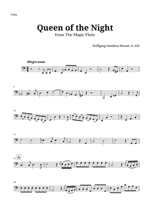 Book cover for Queen of the Night by Mozart for Tuba Solo