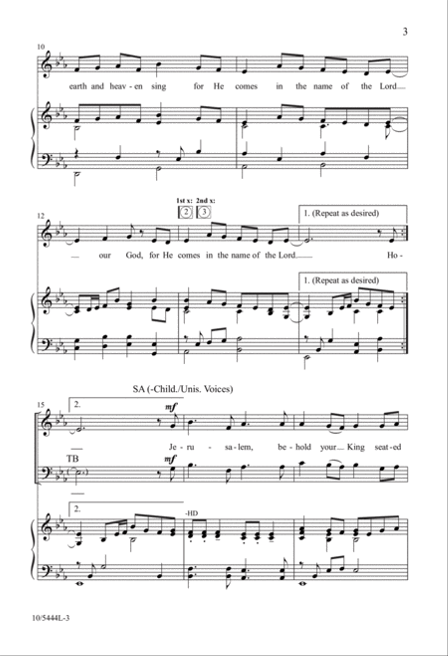 Hosanna to the King Who Comes! 4-Part scores gallery preview page 3