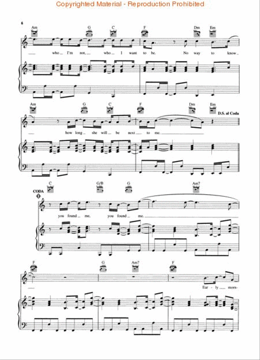 You Found Me Piano, Vocal, Guitar scores gallery preview page 3