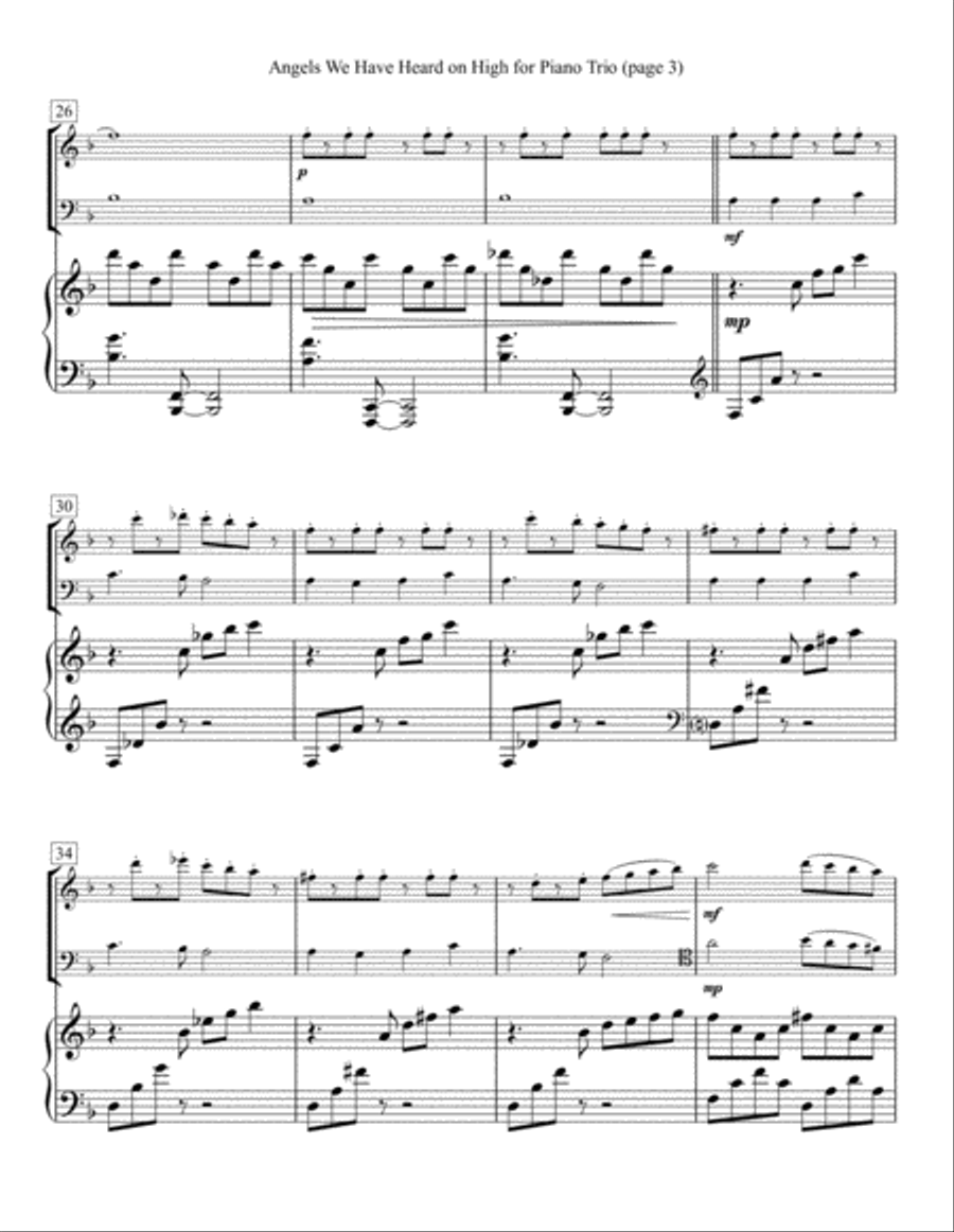 Angels We Have Heard on High for Piano Trio Piano Trio scores gallery preview page 3