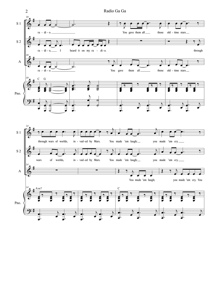 Radio Ga Ga SSA scores gallery preview page 2