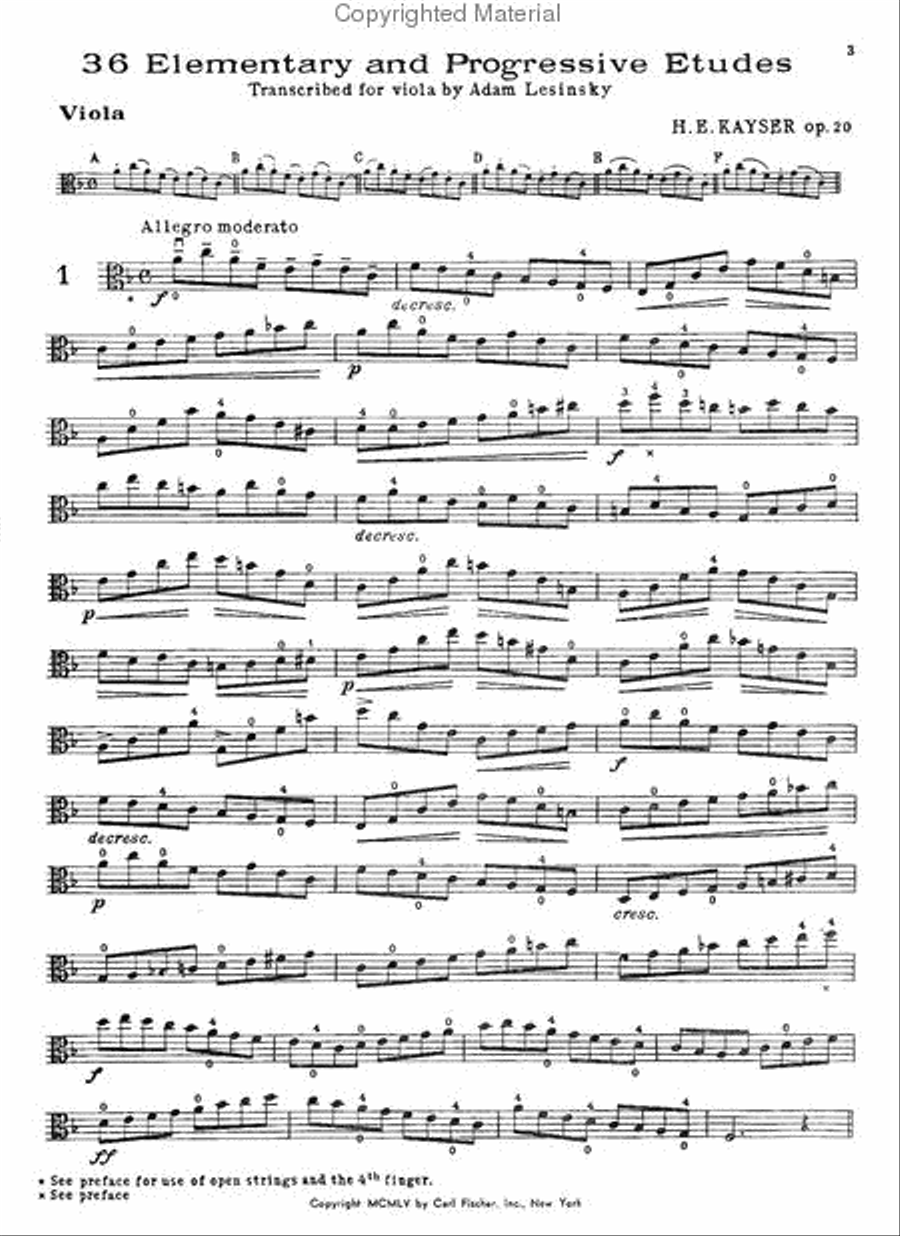 36 Elementary and Progressive Studies For Viola, Op. 20