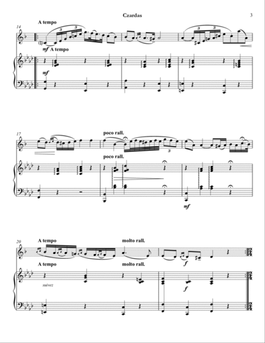 Czardas (Vittorio Monti) for Baritone Saxophone and Piano Baritone Saxophone scores gallery preview page 4