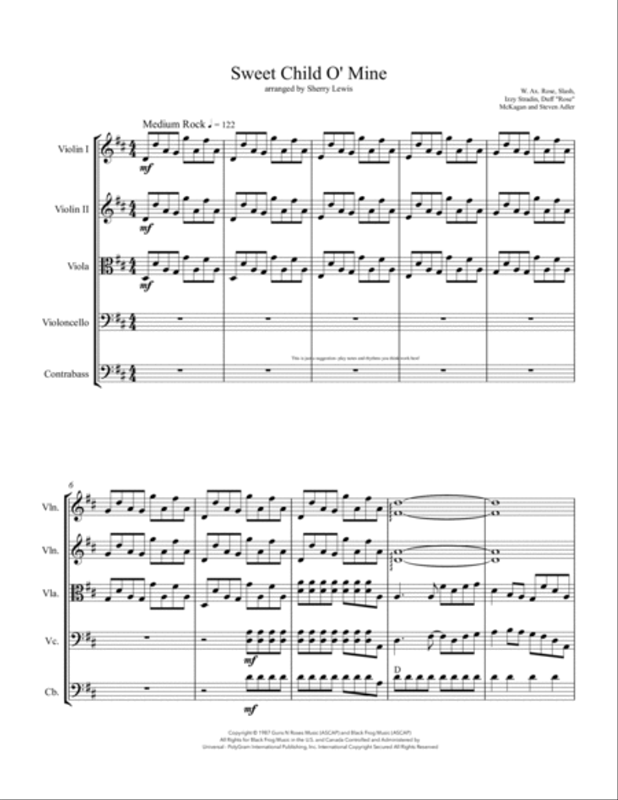 Sweet Child O' Mine String Quintet scores gallery preview page 4